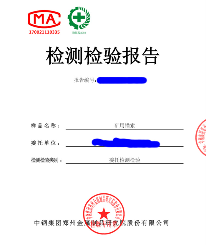 礦用錨索檢測(cè)報(bào)告