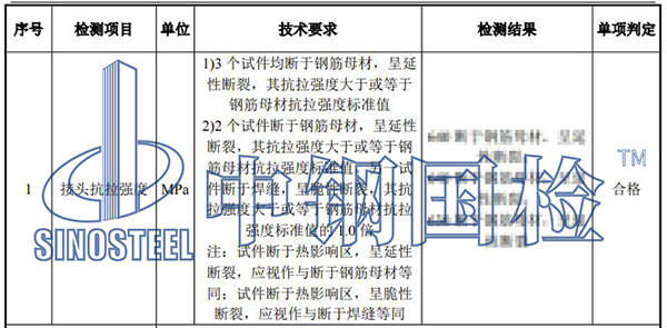 鋼筋焊接工藝檢測結(jié)果