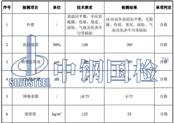 吸聲板檢測結(jié)果
